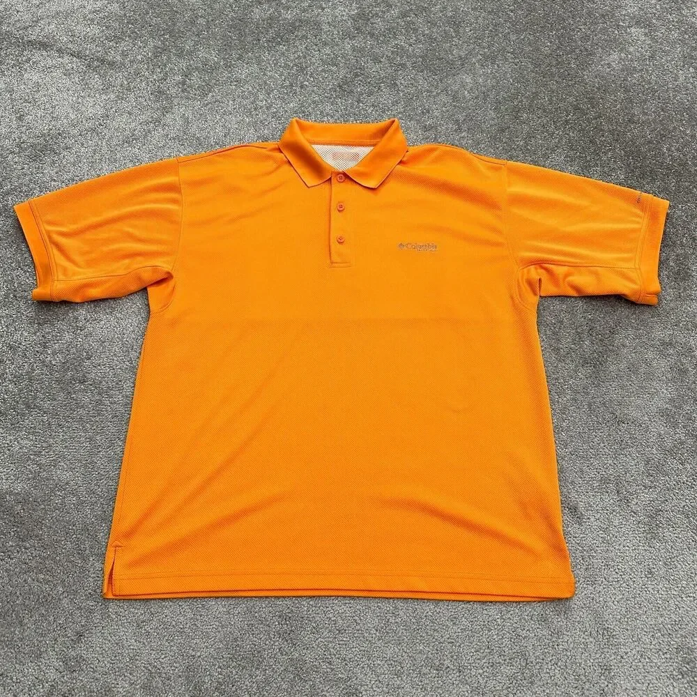 Columbia PFG Omni Shade Perfect Cast Polo Shirt Mens Orange Short Sleeve Fishing